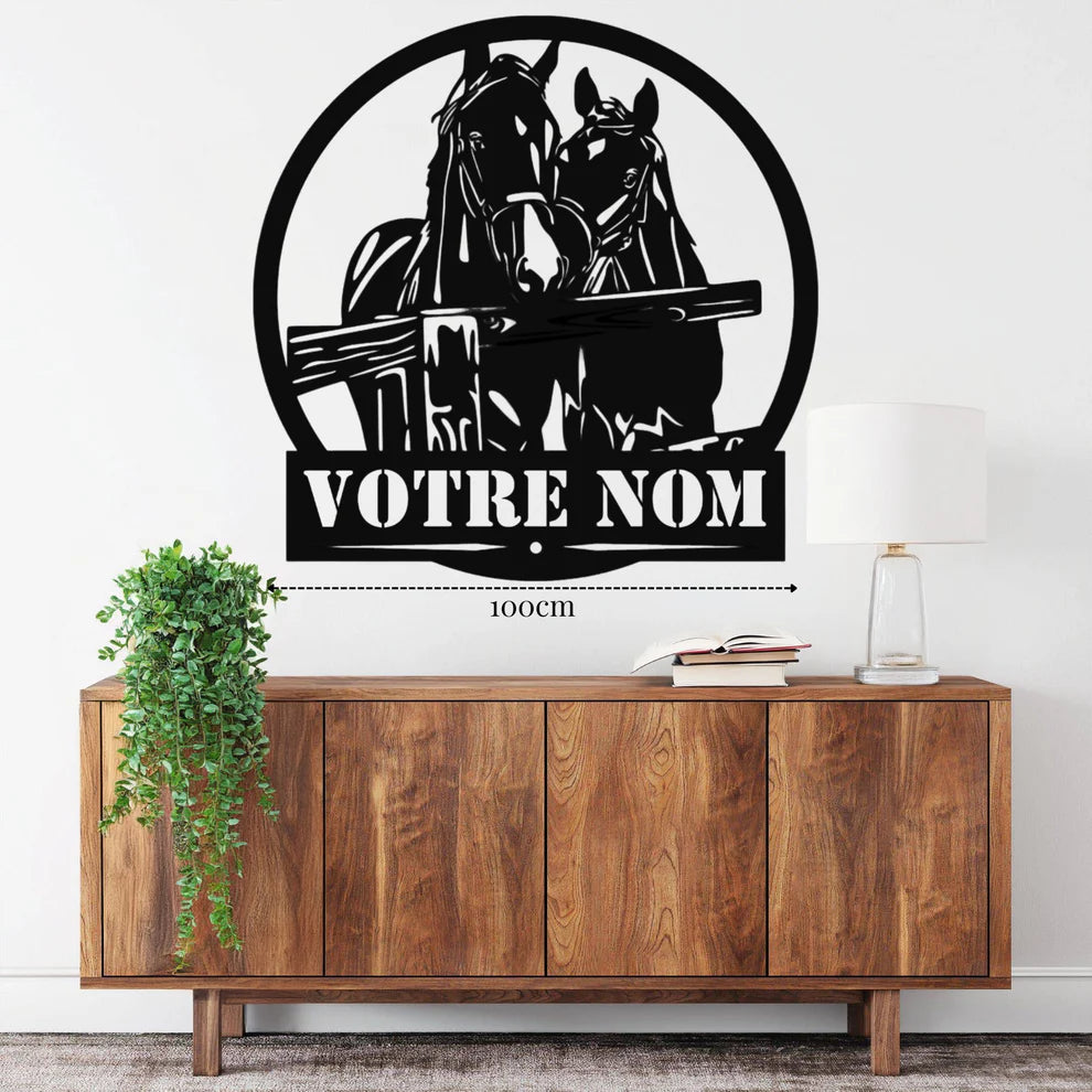ديكور جداري معدني - بزينة الخيول بتخصيص إسمك المفضل