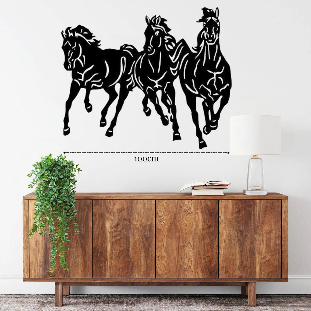 ديكور جداري معدني - بزينة الخيول تركض