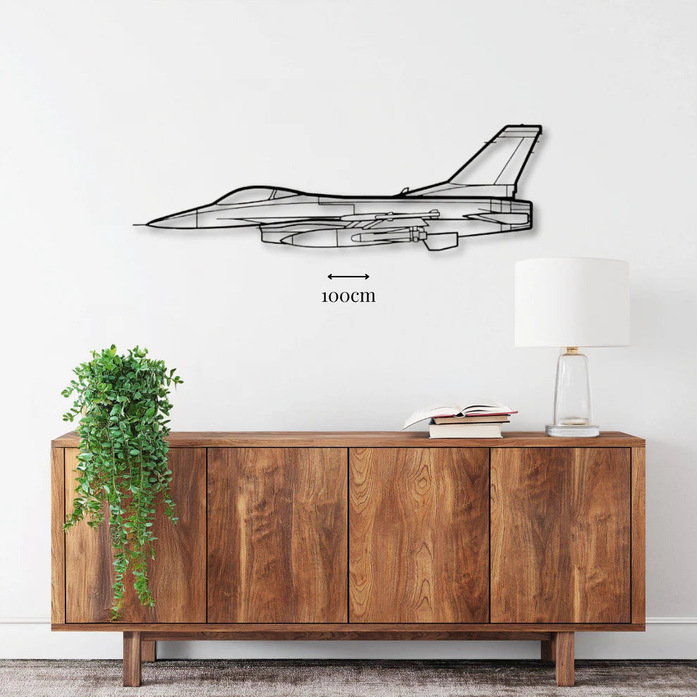 ديكور جداري معدني بزينة طيارة - F-16فايتيغ فالكون