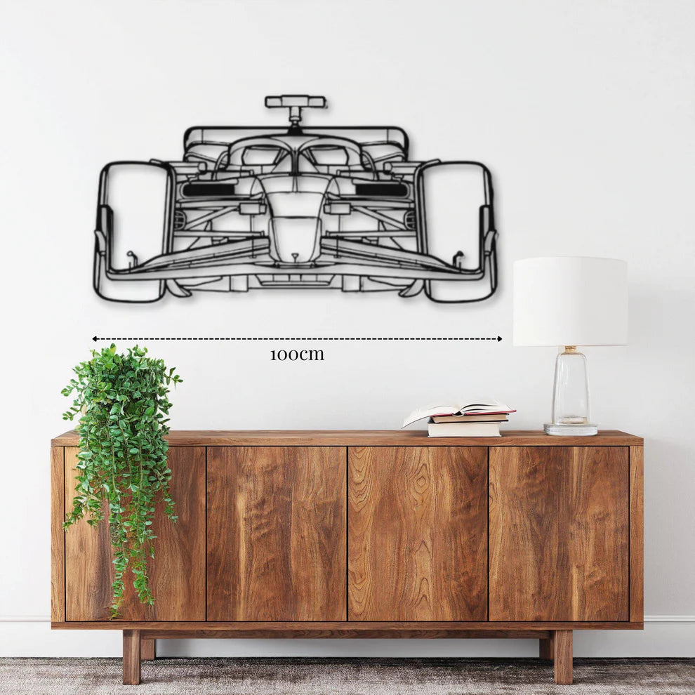 ديكور جداري معدني بزينة سيارة سباق السرعة