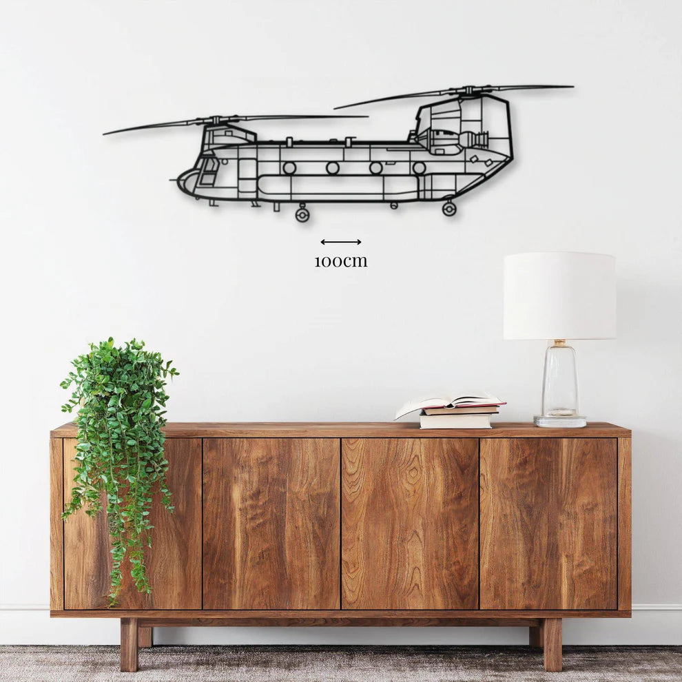 ديكور جداري معدني بزينة طائرة الهليكوبتر بوينغ CH-47 شينووك