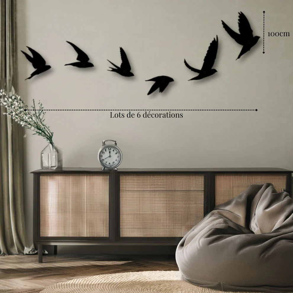 ديكور جداري معدني - بزينة سرب من الطيور الجميلة
