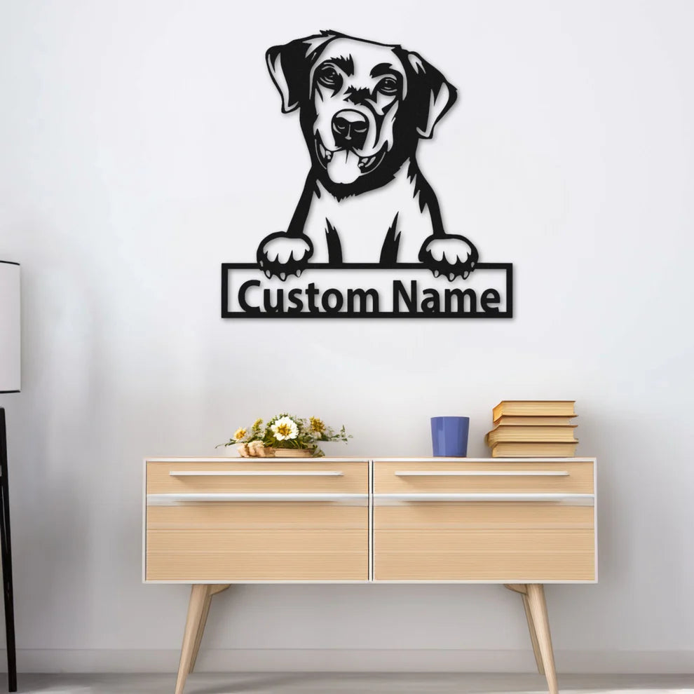 ديكور جداري معدني - بزينة على شكل كلب لابرادور بتخصيص إسمك