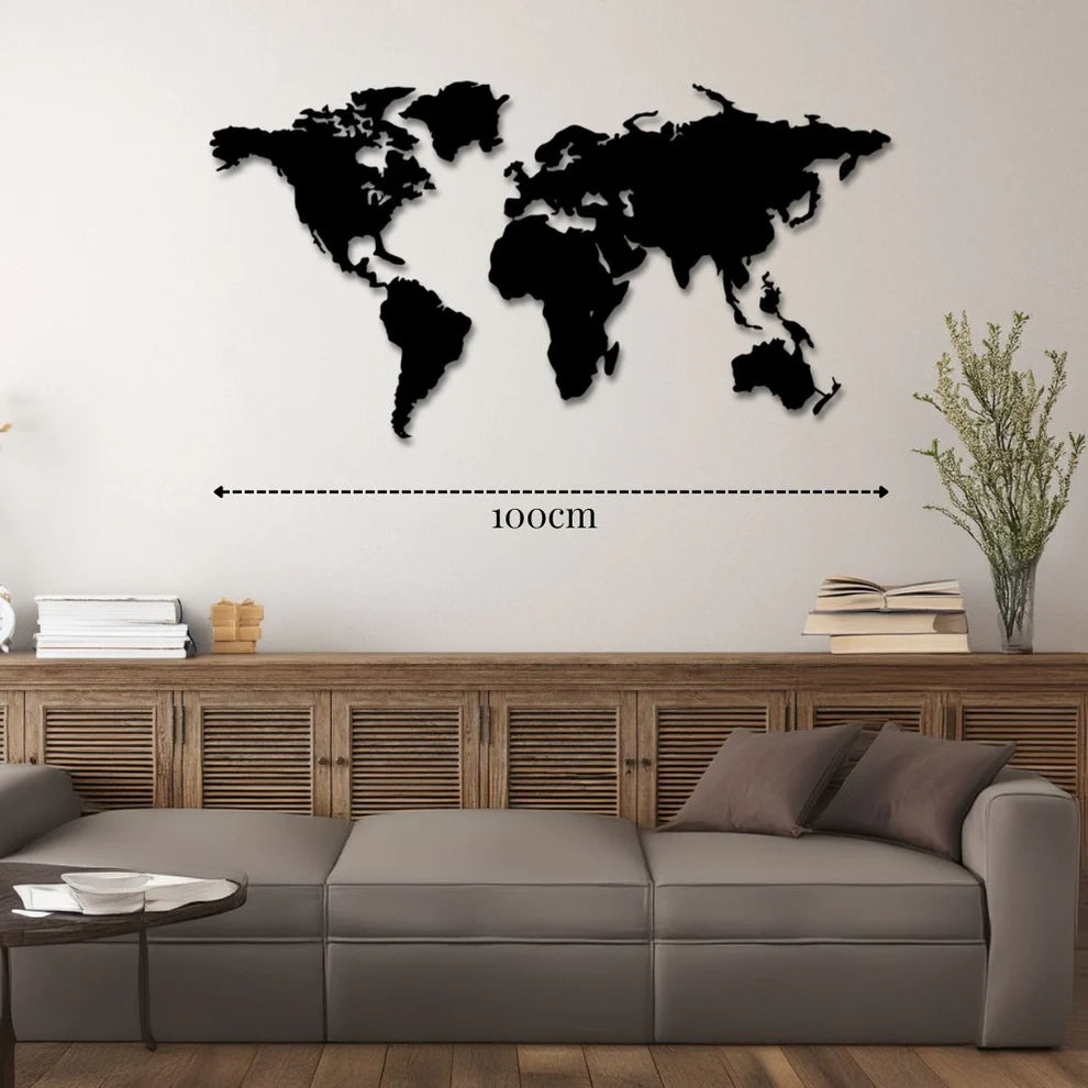 ديكور جداري معدني  بزينة خريطة العالم الجميلة و رائعة