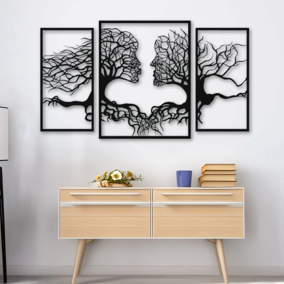 ديكور جداري معدني  بزينة الشجرة على شكل الإنسان صورة رائعة وجميلة