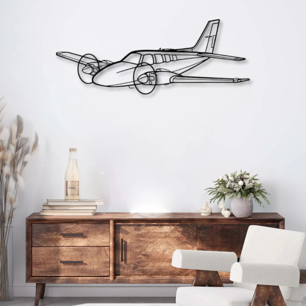 ديكور جداري معدني بزينة طائرة بيتش كرافت بارون 58