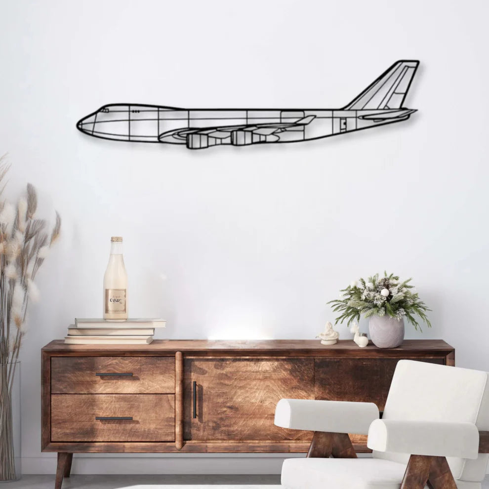 ديكور جداري معدني بزينة طائرة بوينج 747-400F الجميلة
