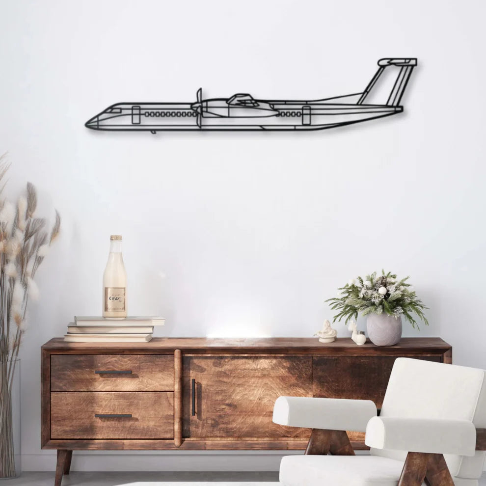 ديكور جداري معدني بزينة طيارة دي هافيلاند داش 8 Q400