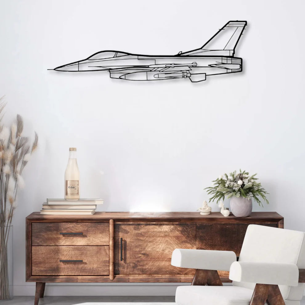 ديكور جداري معدني بزينة طيارة - F-16فايتيغ فالكون