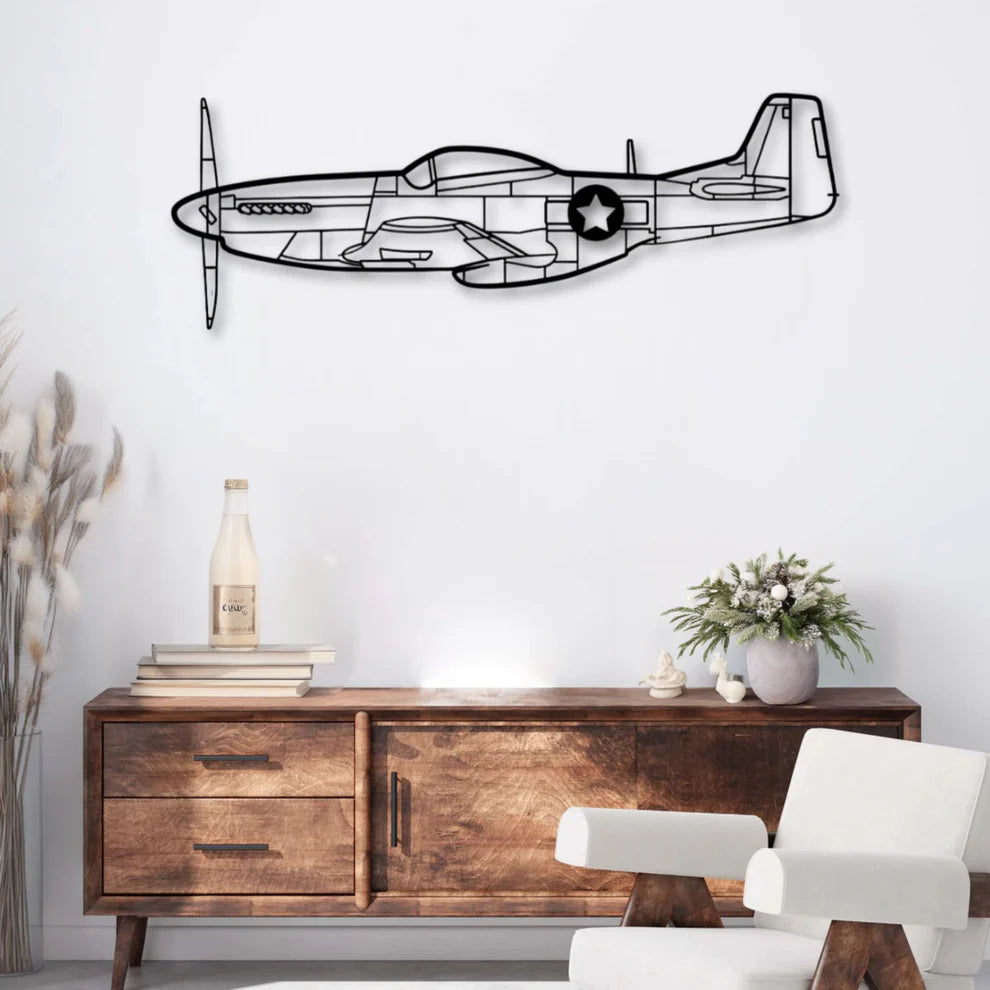 ديكور جداري معدني بزينة طيارة - P-51موستنج