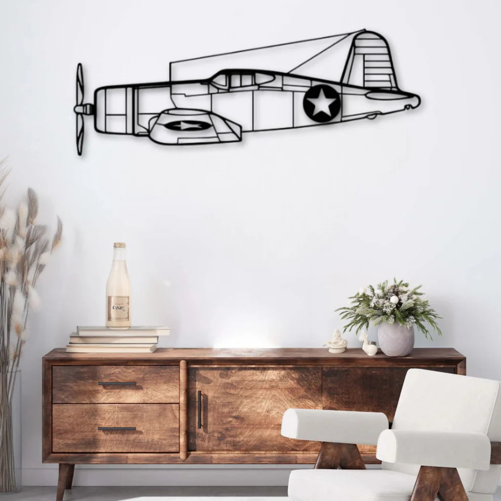 ديكور جداري معدني بزينة طيارة - فوجت F4U كورساير