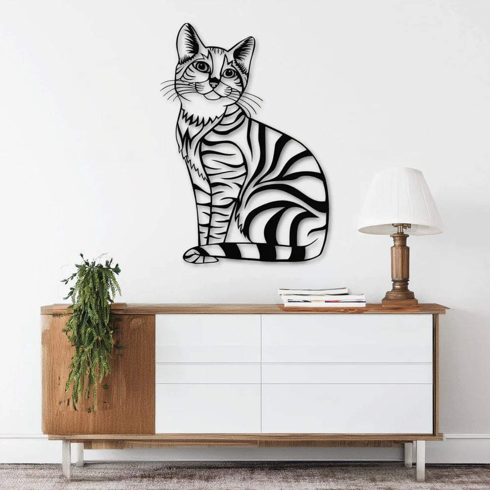 ديكور جداري معدني - بزينة سرب قط جالس