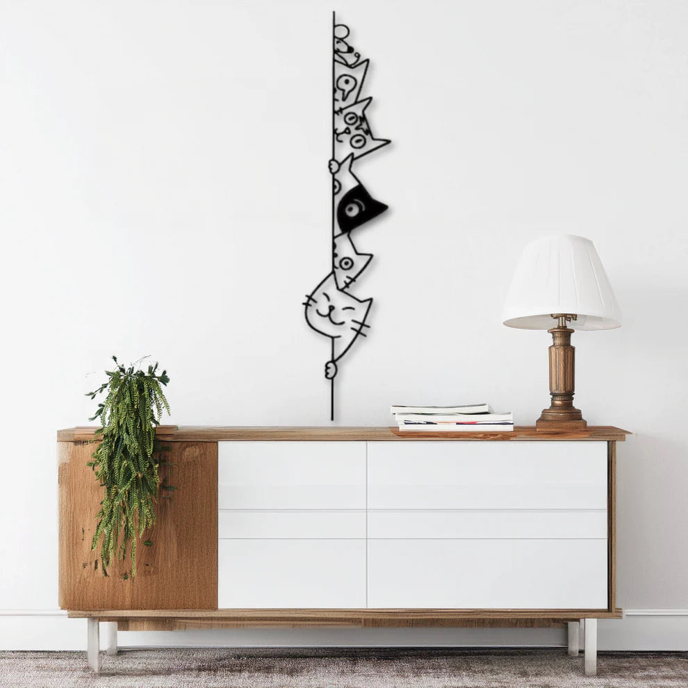 ديكور جداري معدني - بزينة مجموعة قطط فضوليون