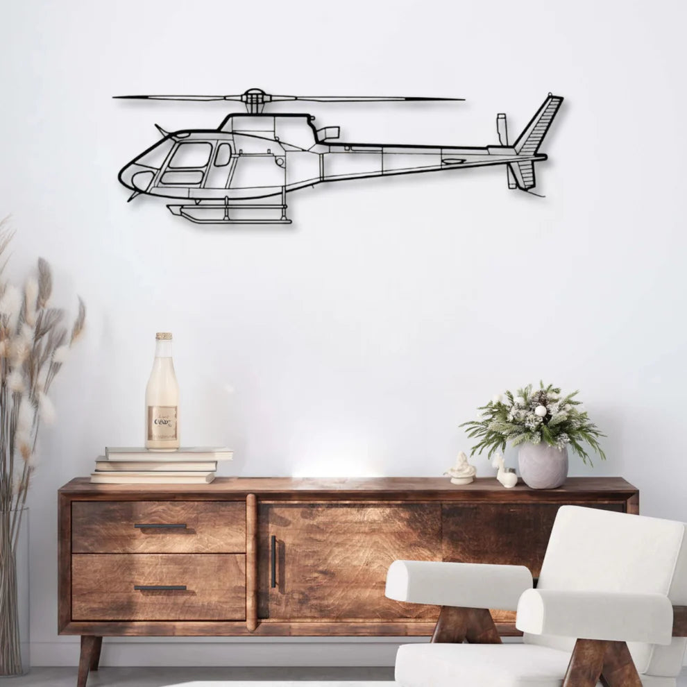ديكور جداري معدني بزينة طائرة الهليكوبتر AS350 B3