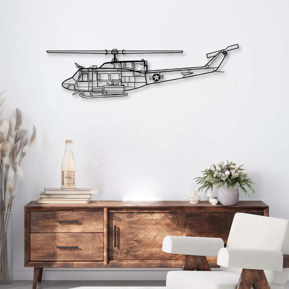 ديكور جداري معدني بزينة طائرة الهليكوبتر بيل UH-1N هوي