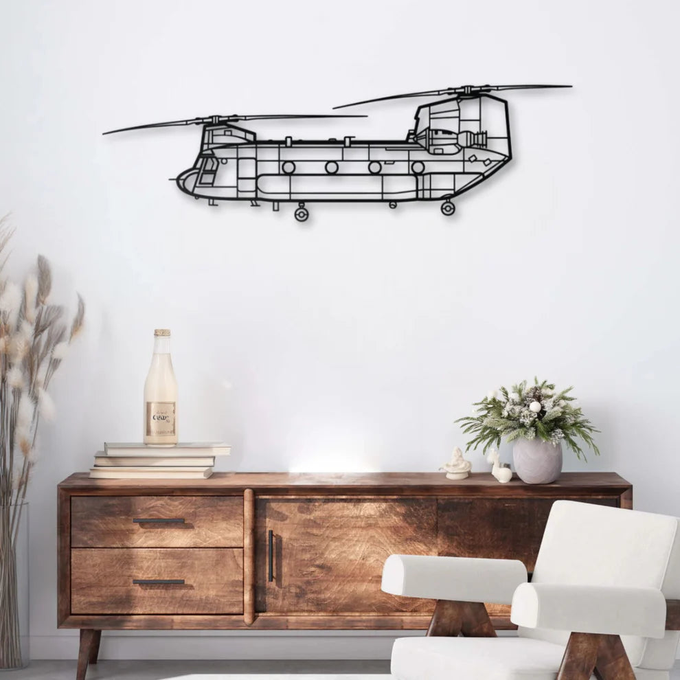 ديكور جداري معدني بزينة طائرة الهليكوبتر بوينغ CH-47 شينووك
