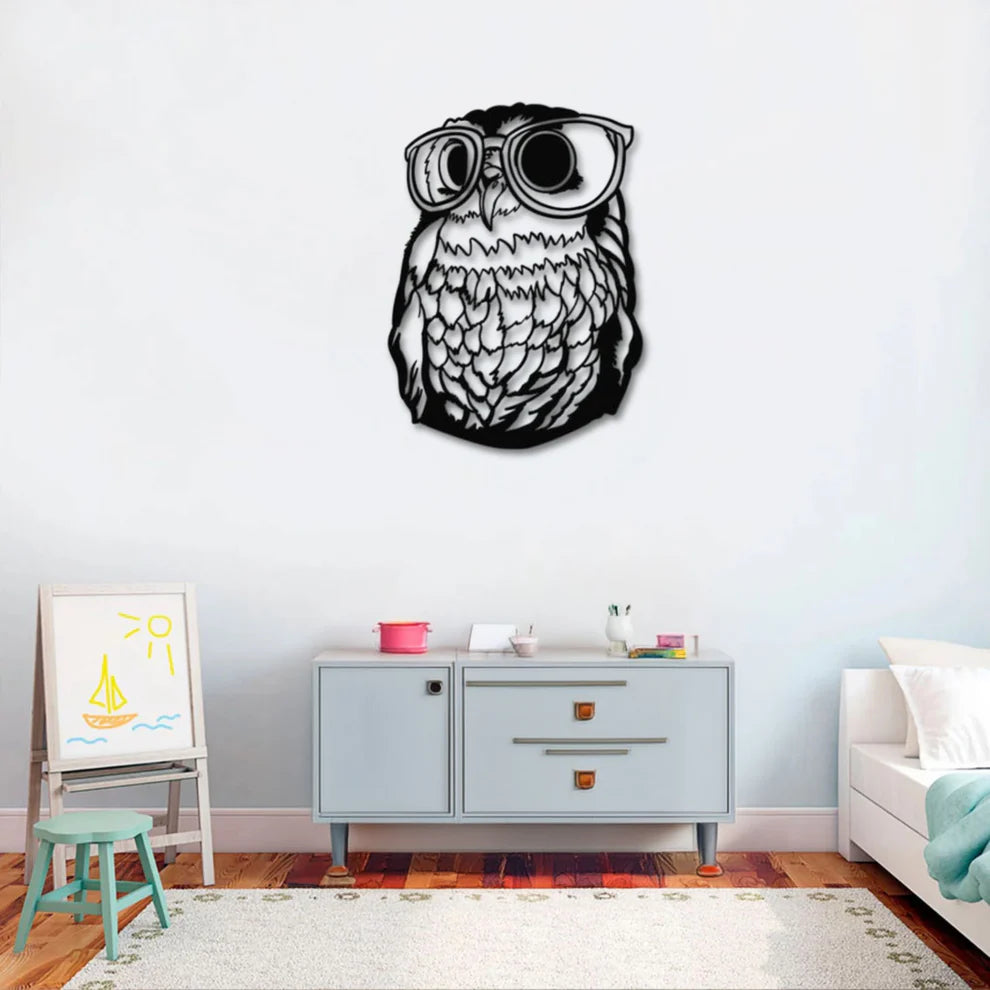 ديكور جداري معدني - بزينة طائر البوم الجميل