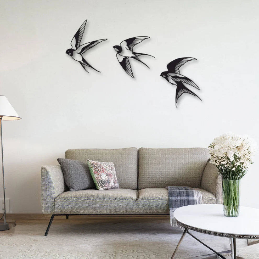 ديكور جداري معدني - بزينة سرب من الطيور الرائعة