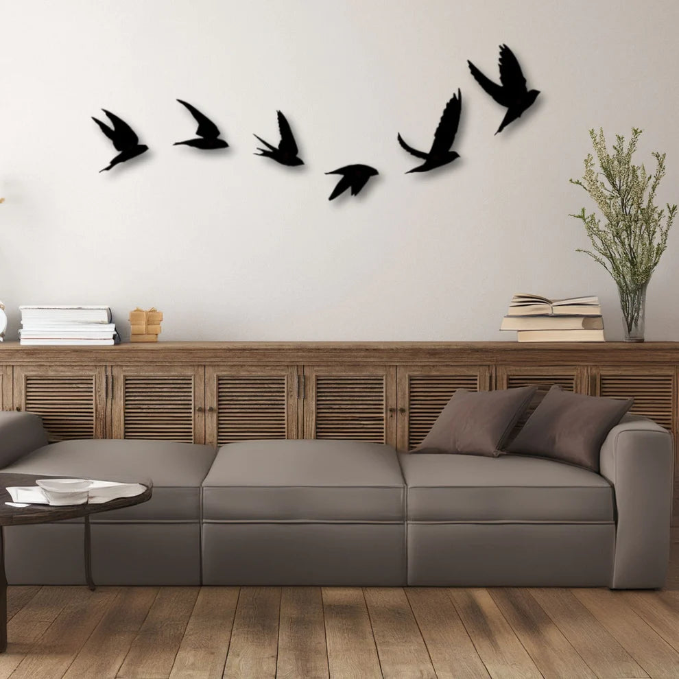 ديكور جداري معدني - بزينة سرب من الطيور الجميلة