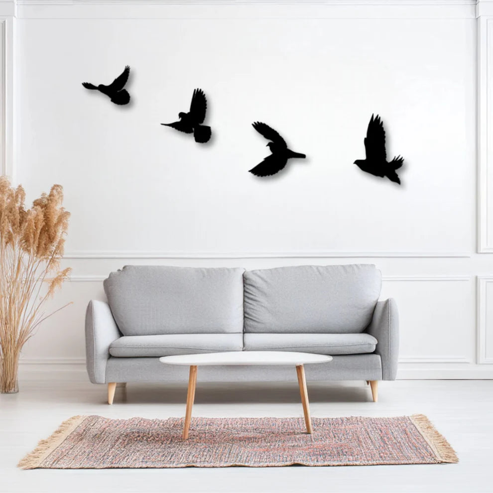 ديكور جداري معدني - بزينة سرب من الطيور الجميلة