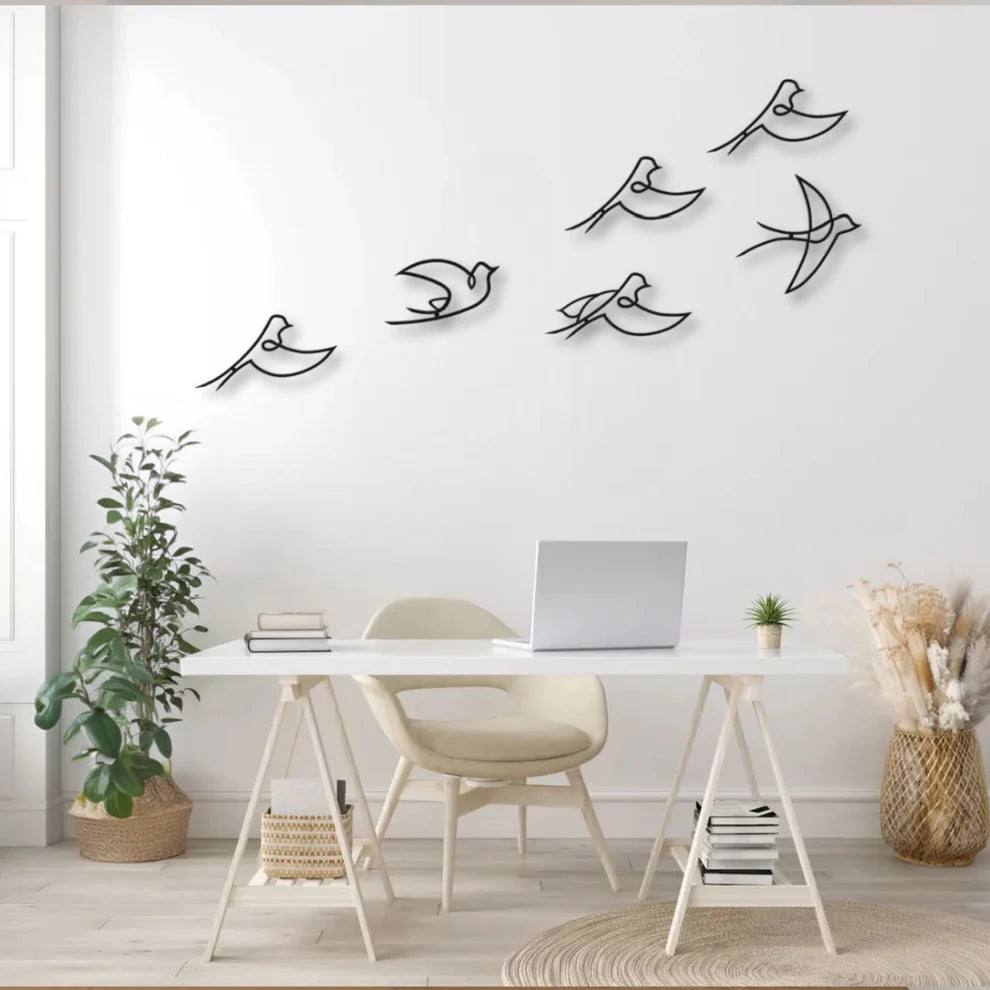 ديكور جداري معدني - بزينة سرب من الطيور الجميلة