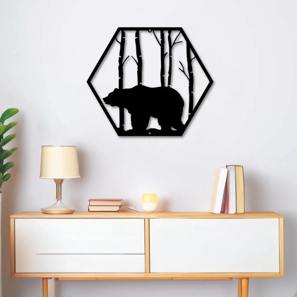 ديكور جداري معدني - بزينة دب سداسي الشكل