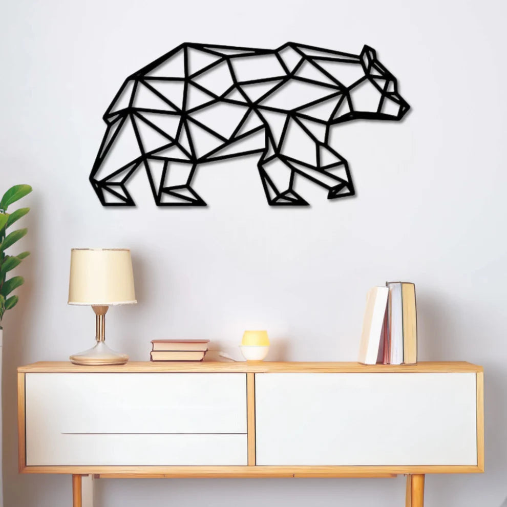 ديكور جداري معدني - بزينة على شكل دب هندسي رائع