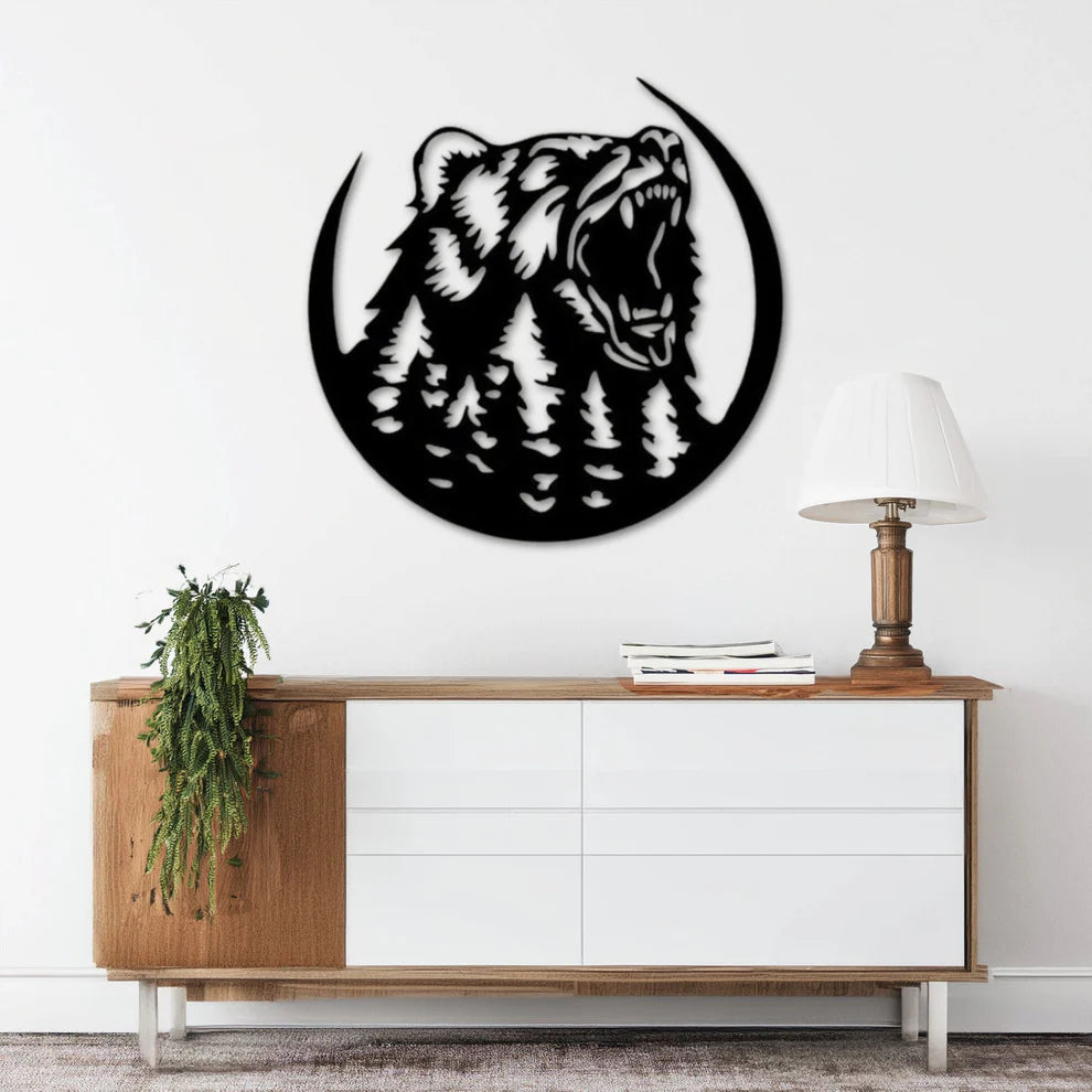 ديكور جداري معدني - بزينة على شكل دب يزأر الرائع