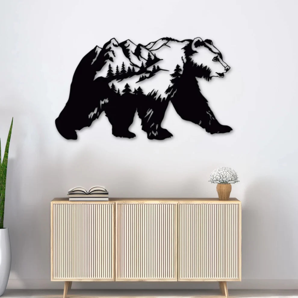 ديكور جداري معدني - بزينة على شكل دب بري