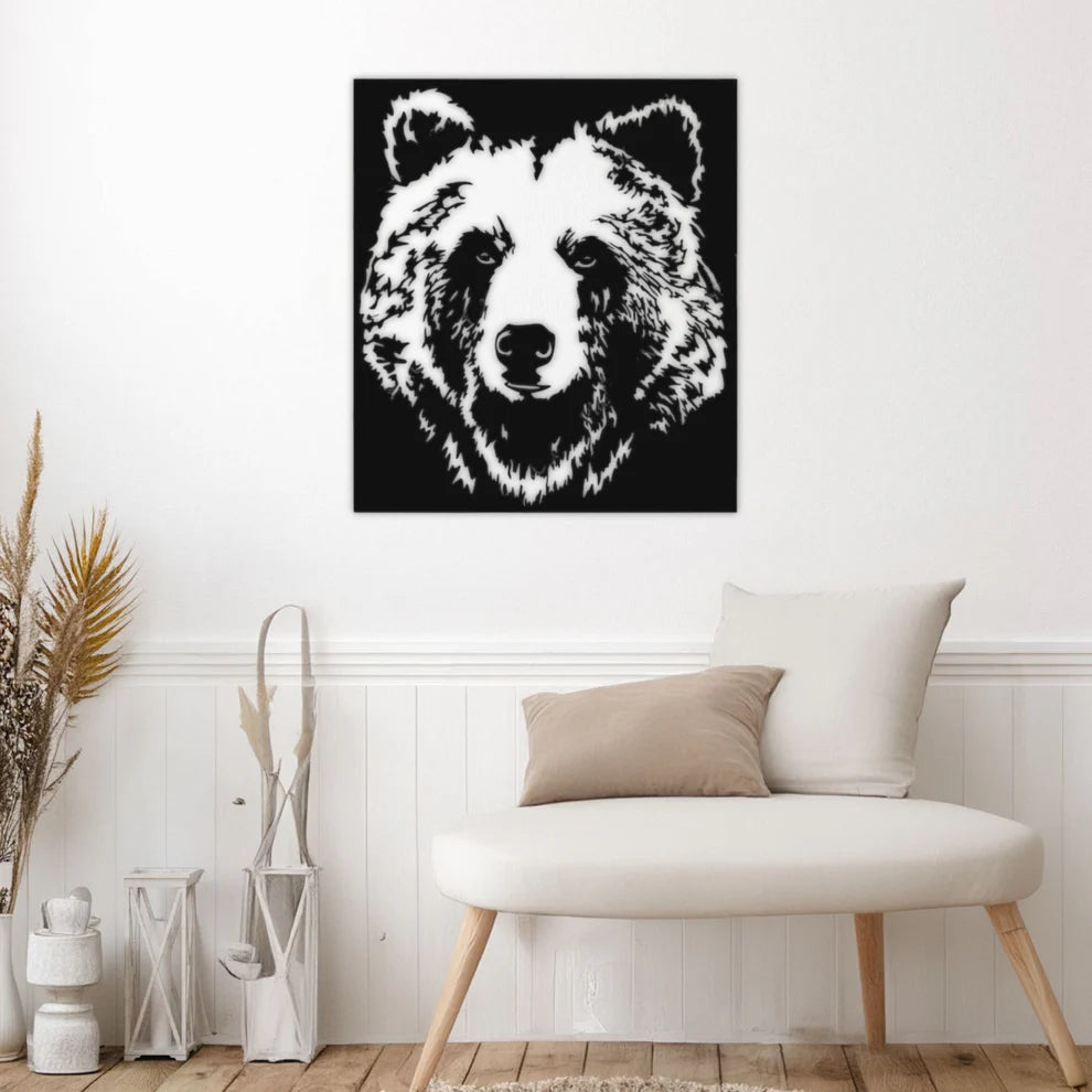 ديكور جداري معدني  بزينة على شكل رأسين من الدئبين الجميلتان