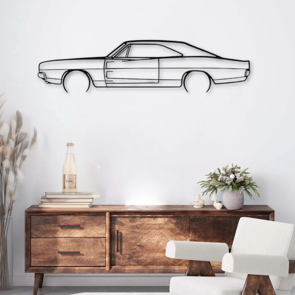 ديكور جداري معدني بزينة سيارة دودج تشارجر موديل 1969 (تفاصيل دقيقة)