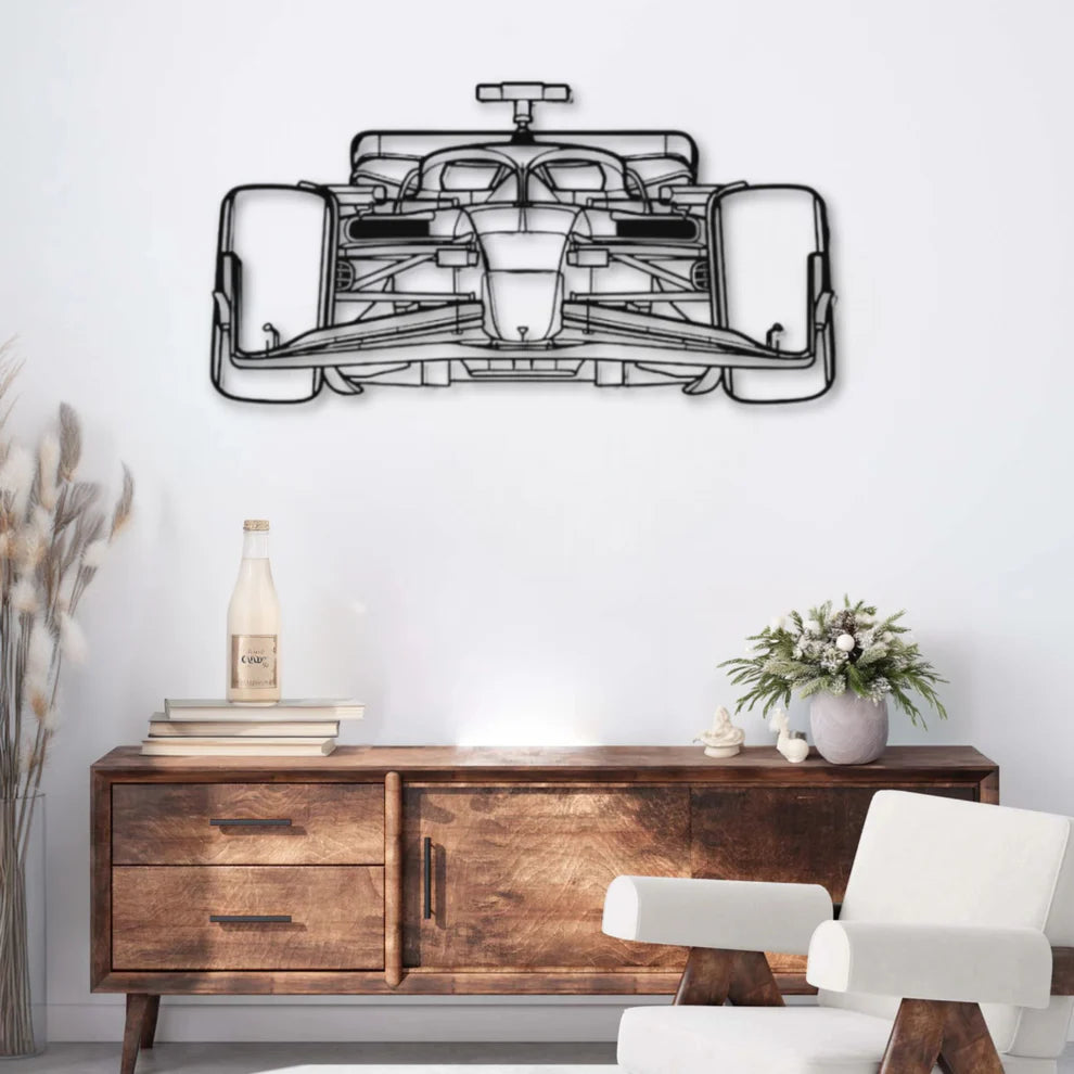 ديكور جداري معدني بزينة سيارة سباق السرعة
