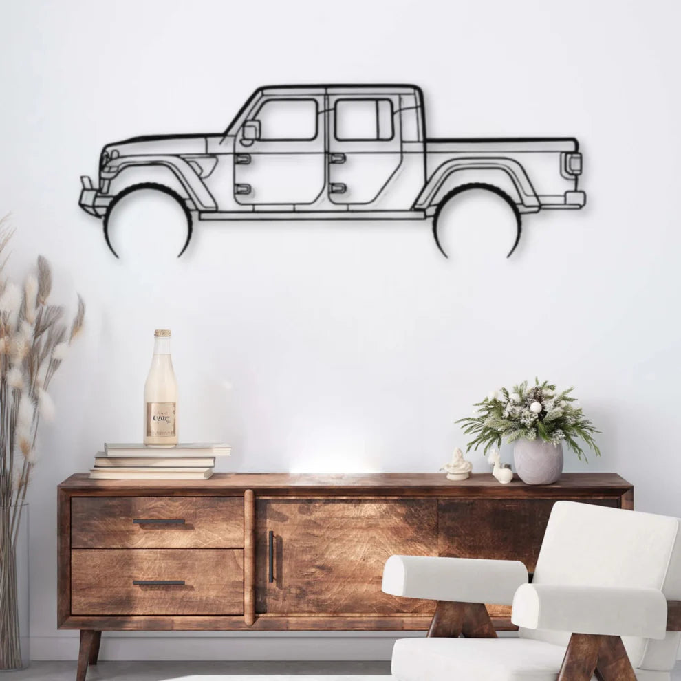 ديكور جداري معدني بزينة سيارة جيب غلادياتور