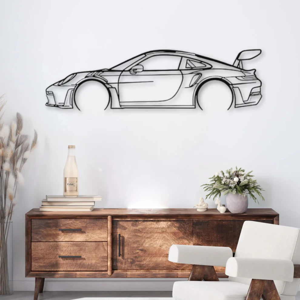 ديكور جداري معدني بزينة سيارة بورشه 911 GT3 RS موديل 992 (تفاصيل دقيقة)