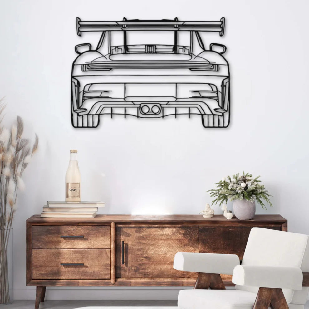 ديكور جداري معدني بزينة سيارة بورشه 911 GT3 RS موديل 992 (من الخلف)