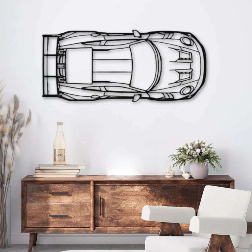 ديكور جداري معدني بزينة سيارة بورشه 911 GT3 RS موديل 992 (من الأعلى)