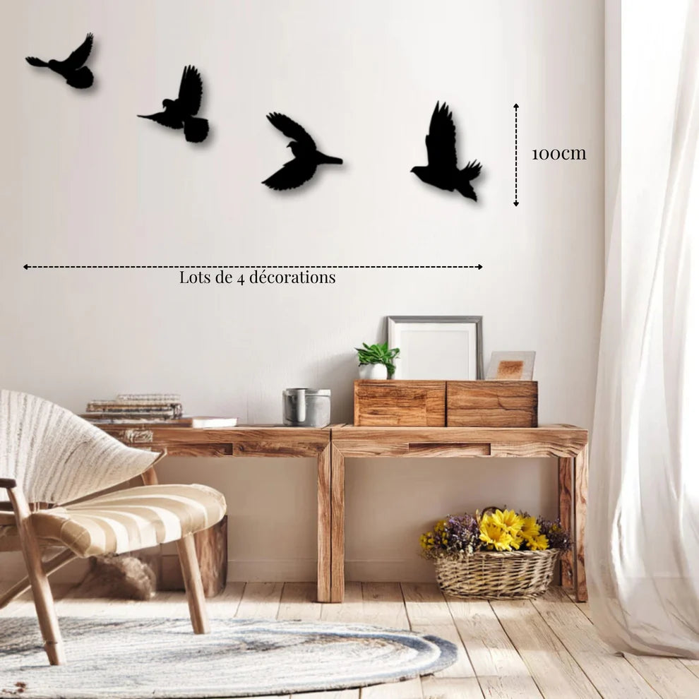 ديكور جداري معدني - بزينة سرب من الطيور الجميلة