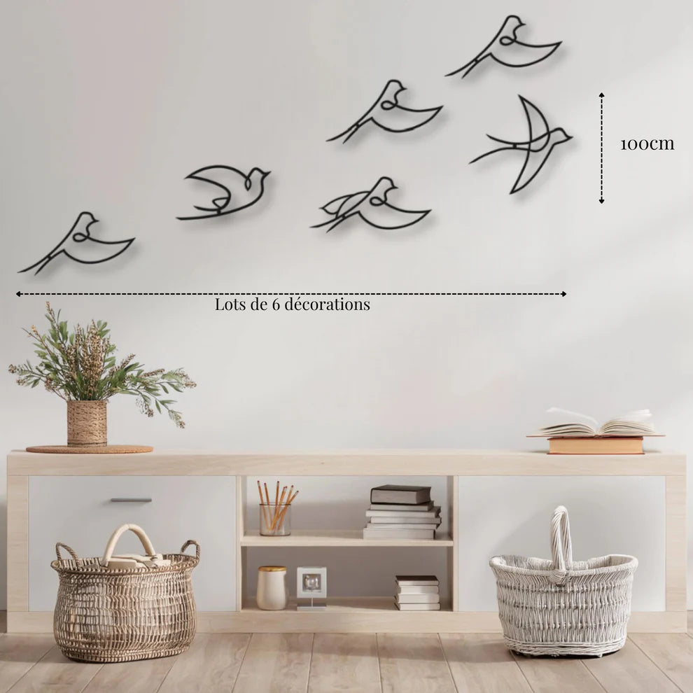 ديكور جداري معدني - بزينة سرب من الطيور الجميلة