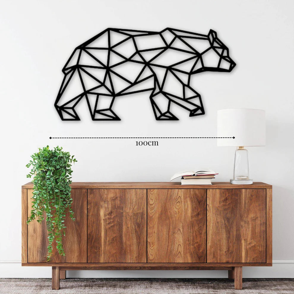 ديكور جداري معدني - بزينة على شكل دب هندسي رائع