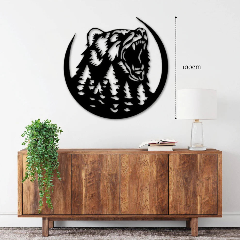 ديكور جداري معدني - بزينة على شكل دب يزأر الرائع