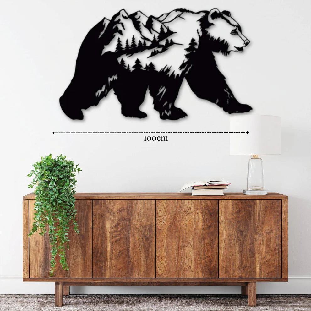 ديكور جداري معدني - بزينة على شكل دب بري