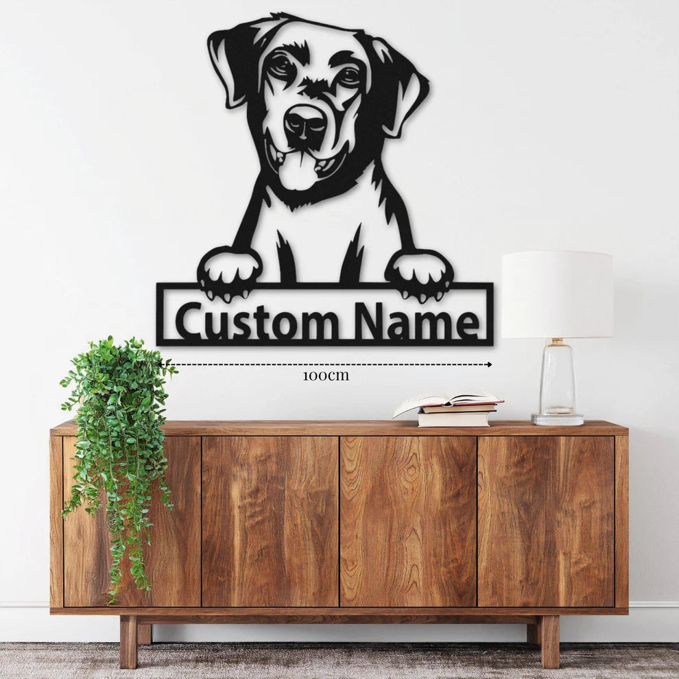 ديكور جداري معدني - بزينة على شكل كلب لابرادور بتخصيص إسمك