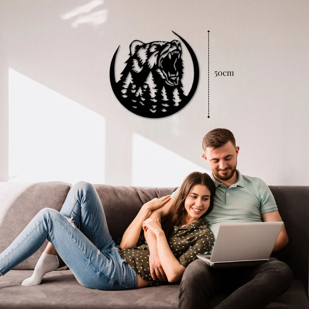 ديكور جداري معدني - بزينة على شكل دب يزأر الرائع