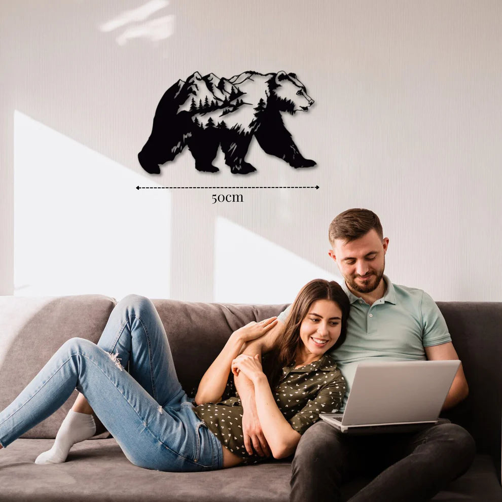 ديكور جداري معدني - بزينة على شكل دب بري