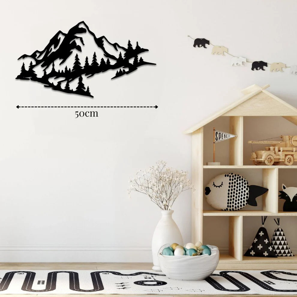 ديكور جداري معدني  بزينة الجبال العملاقة و الغابة