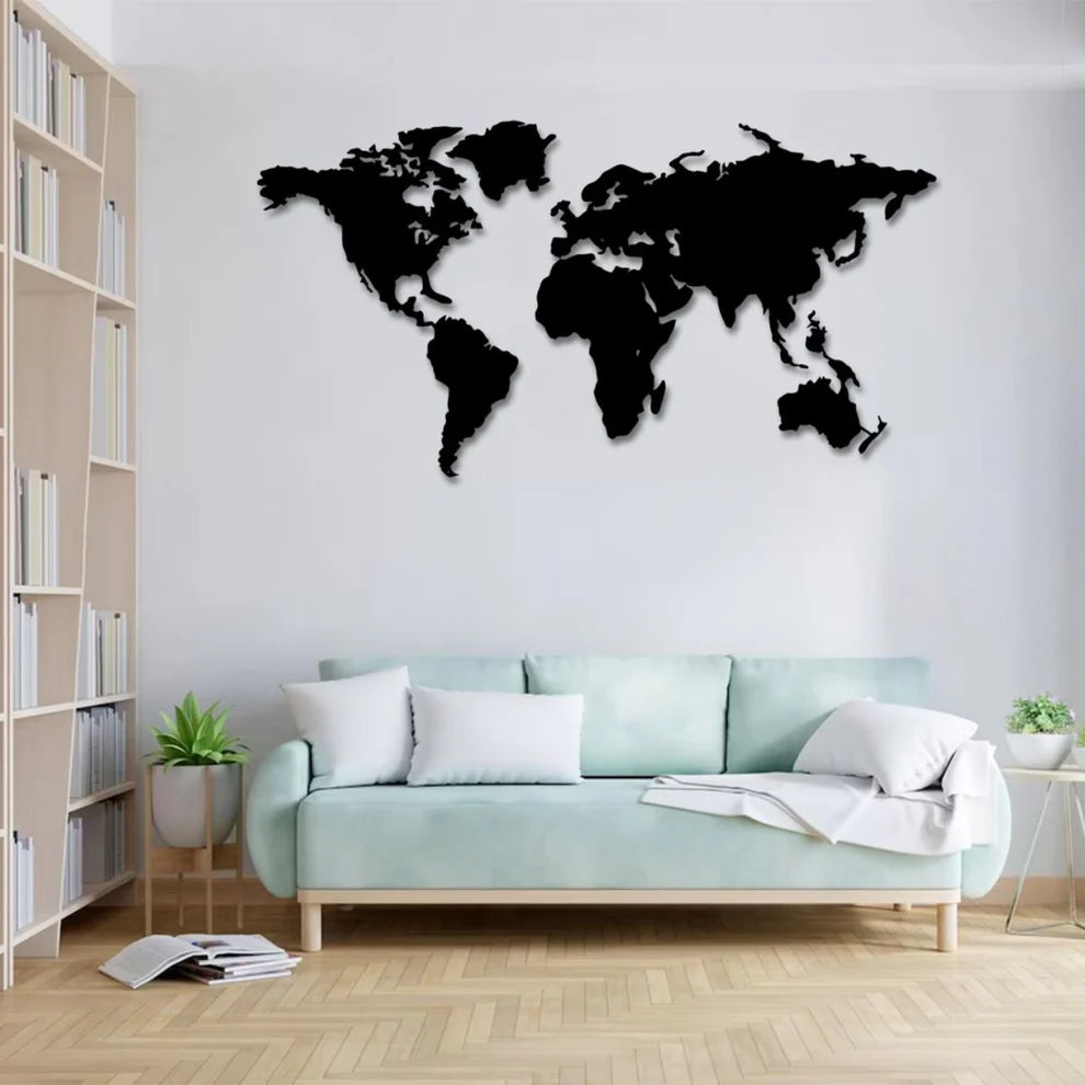 ديكور جداري معدني  بزينة خريطة العالم الجميلة و رائعة