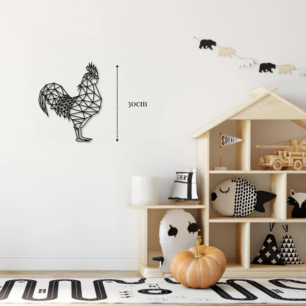 ديكور جداري معدني - بزينة طائر الديك الجميل