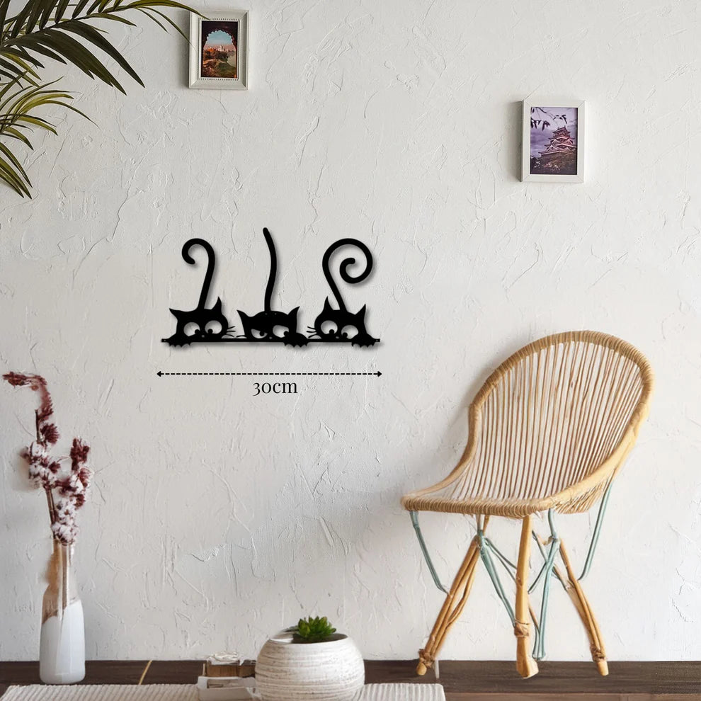 ديكور جداري معدني - بزينة سرب قطط فضولية