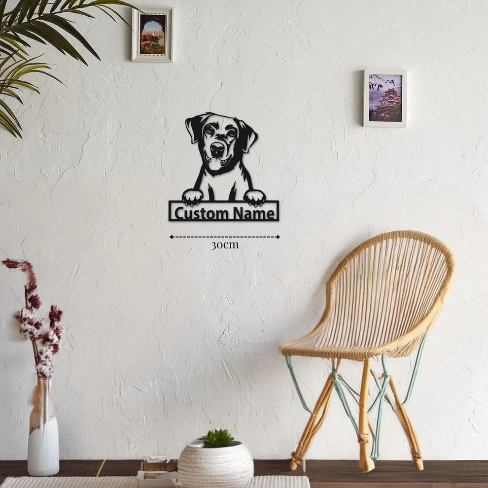 ديكور جداري معدني - بزينة على شكل كلب لابرادور بتخصيص إسمك