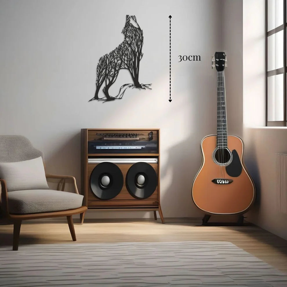 ديكور جداري معدني  بزينة دئب على شكل أشجار